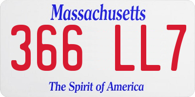 MA license plate 366LL7