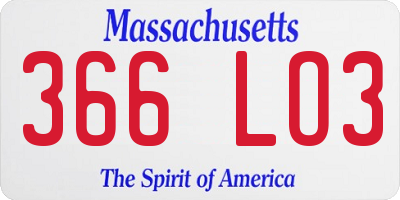 MA license plate 366LO3