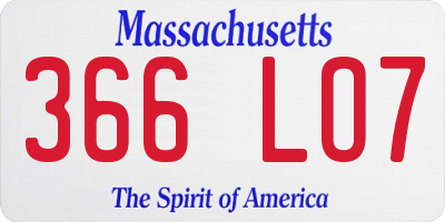 MA license plate 366LO7