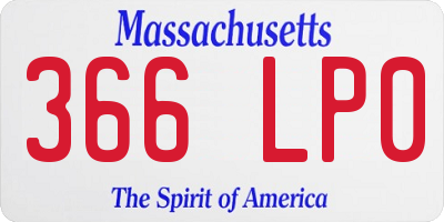 MA license plate 366LP0