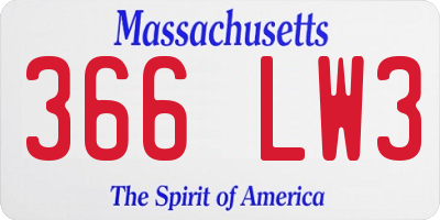 MA license plate 366LW3