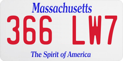 MA license plate 366LW7