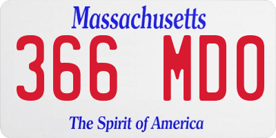 MA license plate 366MD0