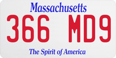 MA license plate 366MD9