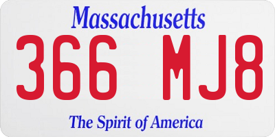 MA license plate 366MJ8