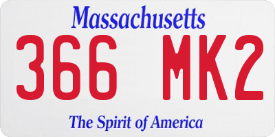 MA license plate 366MK2