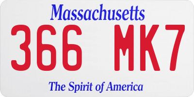 MA license plate 366MK7