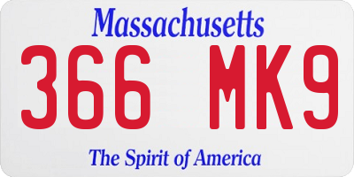 MA license plate 366MK9
