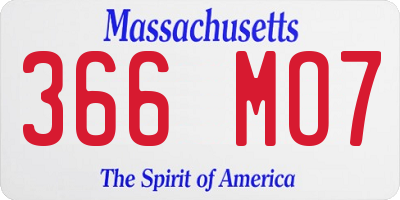 MA license plate 366MO7
