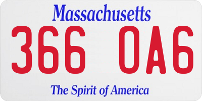 MA license plate 366OA6
