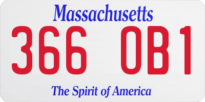 MA license plate 366OB1