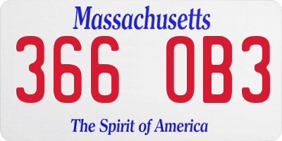 MA license plate 366OB3