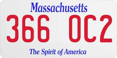MA license plate 366OC2