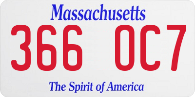 MA license plate 366OC7