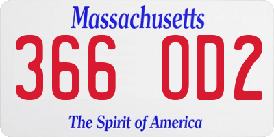 MA license plate 366OD2