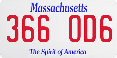 MA license plate 366OD6