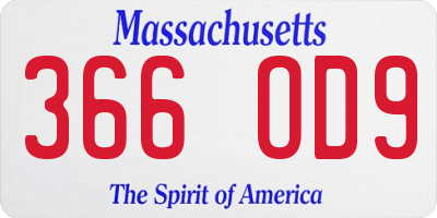 MA license plate 366OD9