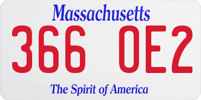 MA license plate 366OE2