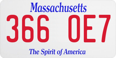 MA license plate 366OE7