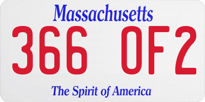 MA license plate 366OF2