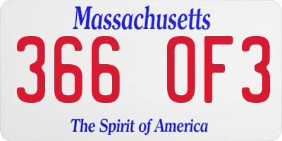 MA license plate 366OF3