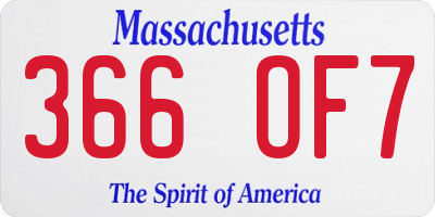 MA license plate 366OF7