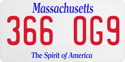 MA license plate 366OG9