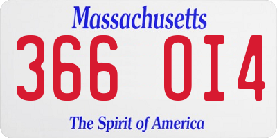 MA license plate 366OI4