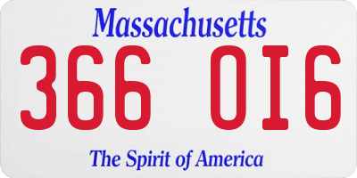 MA license plate 366OI6