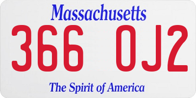 MA license plate 366OJ2
