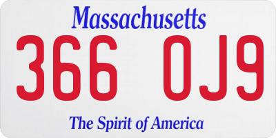 MA license plate 366OJ9