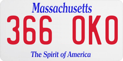 MA license plate 366OK0