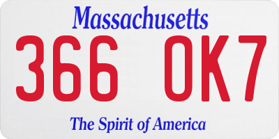 MA license plate 366OK7