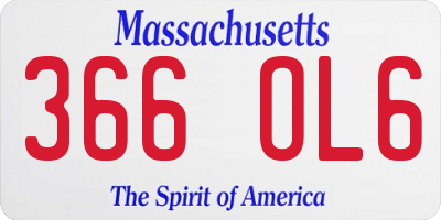 MA license plate 366OL6
