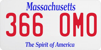 MA license plate 366OM0