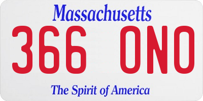 MA license plate 366ON0