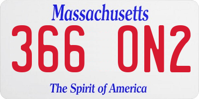 MA license plate 366ON2