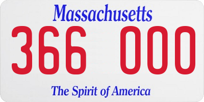 MA license plate 366OO0