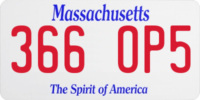 MA license plate 366OP5