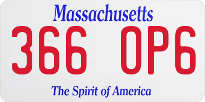 MA license plate 366OP6