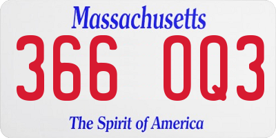 MA license plate 366OQ3