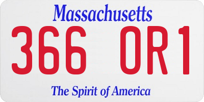 MA license plate 366OR1
