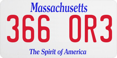 MA license plate 366OR3