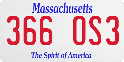 MA license plate 366OS3