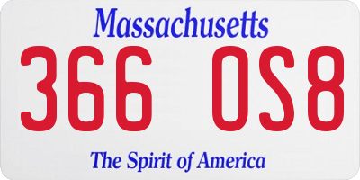 MA license plate 366OS8