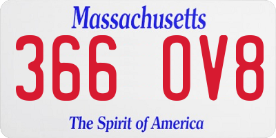 MA license plate 366OV8