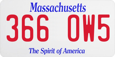 MA license plate 366OW5