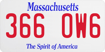 MA license plate 366OW6