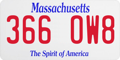 MA license plate 366OW8