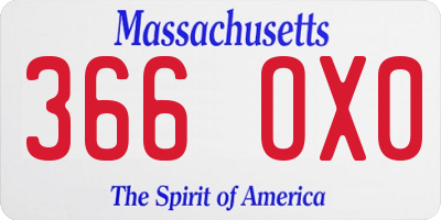 MA license plate 366OX0